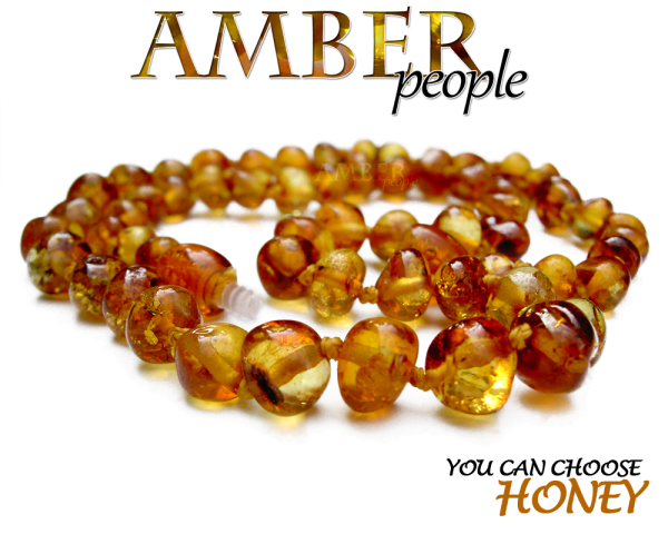 Baltic amber adult necklace in honey displayed in a product image