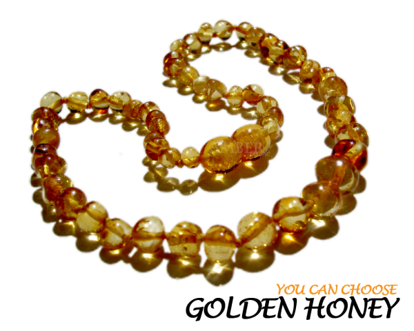 baltic amber baby teething necklace in golden honey