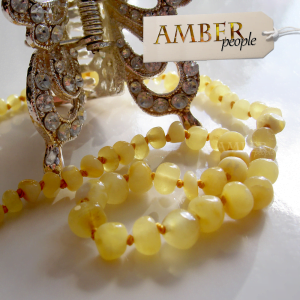 Baltic amber baby teething necklace in rare butterscotch displayed in the main product image