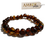 Baltic Amber Baby Teething Bracelet/Anklet - Genuine & Authentic, 13-16cm, in Cherry