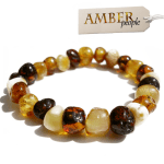 Baltic Amber Baby Teething Bracelet/Anklet - Genuine & Authentic, 13-16cm, in Multicolour