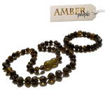 Rare Dark Green Baltic Amber Baby Set - Matching Teething Necklace & Bracelet/Anklet