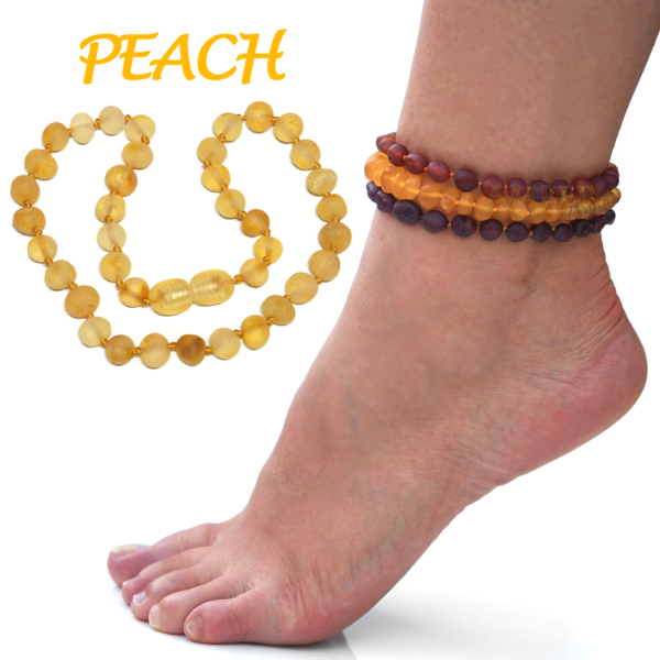 peach raw untreated baltic amber adult anklets by amber people online