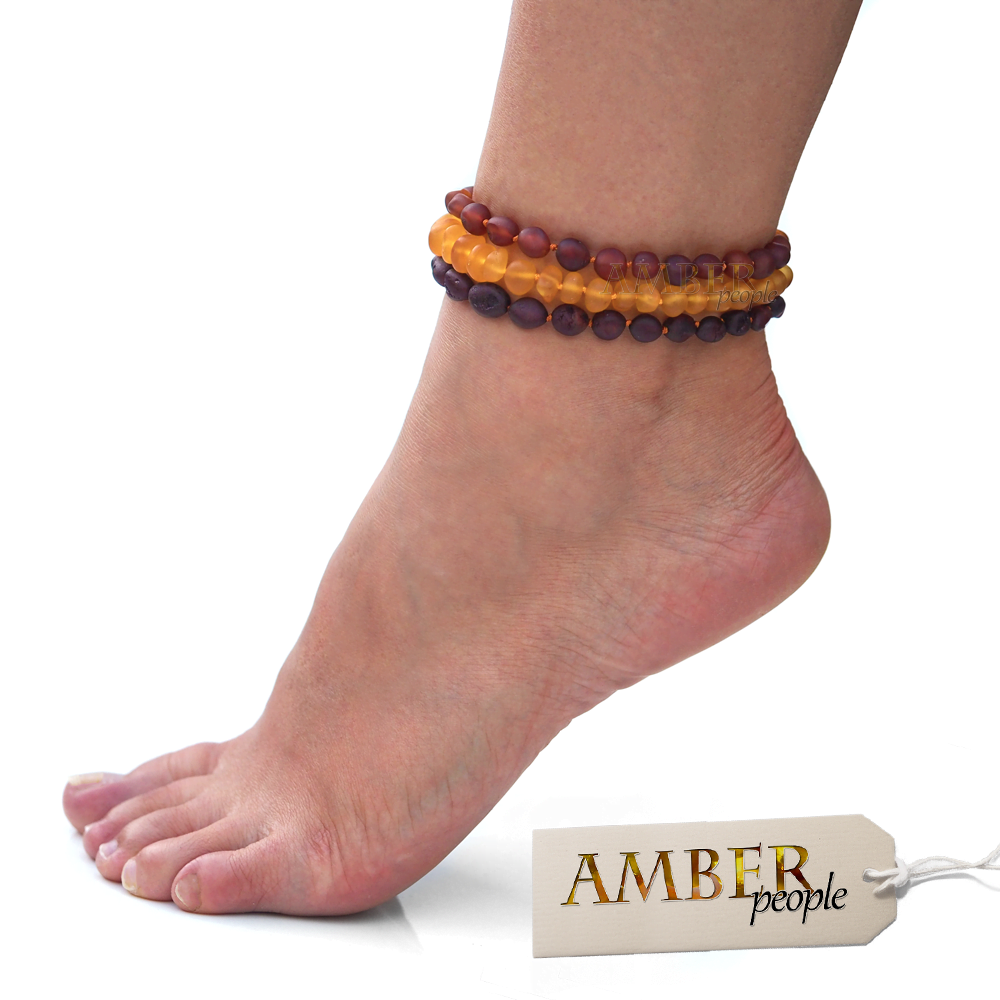 UNTREATED RAW Baltic Amber Anklets for Adults 25 27cm Natural Healing Authentic