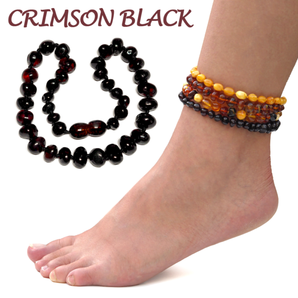 crimson black baltic amber adult anklets by amber people online